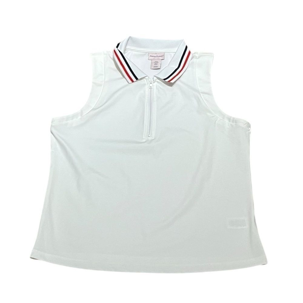 Tommy Bahama Active Wear White Sleeveless Quarter‎ Zip Shirt, Size M